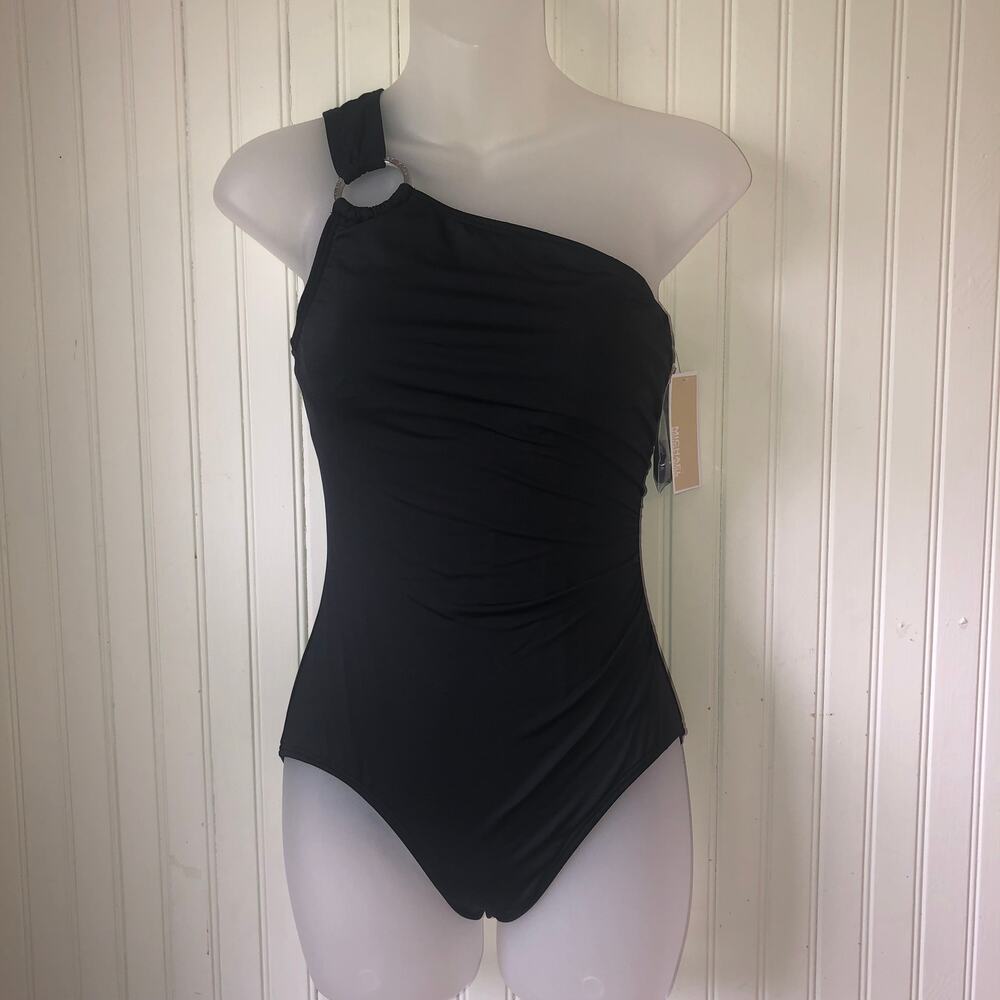 MICHAEL KORS Retail $102 Black Embellished One Shoulder Underwire 1 PC Size 4